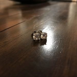 Brilliant cut stud CZ earrings 14k white gold